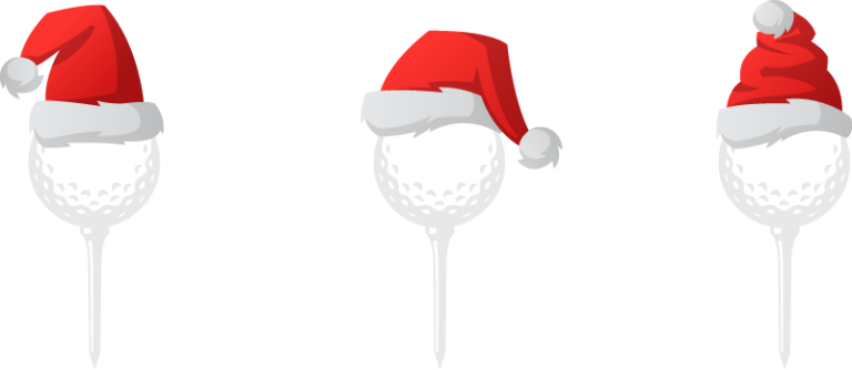 Santa hats on golf tees